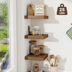 Fun Memories Square Floating Shelves for Wall, 9.3" W x 9.3" D x 1.4" H, Shelves for Wall with Invisible Brackets, Small Wood