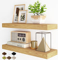 Fun Memories Floating Shelves for Wall, 24Inch Floating Shelves Set of 2, Hanging Shelf with Invisible Brackets, Wood Shelves