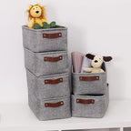 HNZIGE Foldable Fabric Storage Baskets (6pack), Empty Gift Baskets with Leather Handles, Decorative Organizers for Closet (Gr