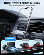 【True Military-Grade】andobil 3 in1 Magnetic Phone Holder for Car Dashboard Windshield Vent 【Upgrade Suction & Strongest Magnet】Retractable for MagSafe Car Mount for iPhone 17 16 15 14 Pro Max Sumsung