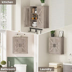 Homleke Bathroom Wall Cabinet, Over Toilet Storage Cabinet with Barn Doors and Adjustable Shelves, 3-Tier Medicine Cabinet Wa