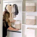 NaturalCozy Storage Cubes 11 Inch Cotton Rope Woven Baskets for Organizing, 3-Pack | Cube Bin Square Shelves Organizer, Class