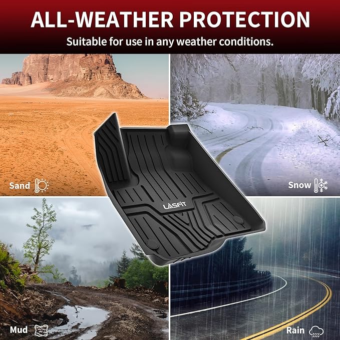 LASFIT Floor Mats for Honda CR-V 2026 2025 2024 2023 (Gasoline & Hybrid & e:FCEV), All Weather TPE Custom Fit Anti-Slip Pet Friendly Car Liners, 1st & 2nd Row Black
