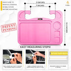 EcoNour 4 in 1 Car Steering Wheel Tray - 2024 Upgraded Pink Tray with Dual Sauce Dip Holder and Tablet Holder | Spacious Steering Wheel Desk for Food and Laptop | Car Accessories (Large)