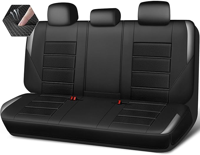 CAR PASS Memory Foam Back Car Seat Covers,Thick 3D Foam Mesh Bench Seat Covers Leather Metallic, Air Cool Rear Seat Cover Bla