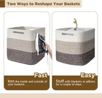 AELS Hand Woven Cotton Baskets for Storage, Cube Storage Bins with Handles, Foldable Collapsible Closet Organizers and Storag