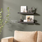 Ballucci Floating Shelves, 24" Wood Wall Shelf Set of 2, with Invisible Brackets for Bathroom, Living Room, Bedroom, Kitchen,