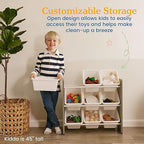 ECR4Kids 3-Tier Organizer with 9 Bins, Toy Storage, Grey/White