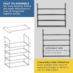 Sundaze Shoe Rack - 4 Tier Shoe Rack for Front Door Entrance, Sturdy Long Shoe Organizer for Closet, Bedroom, Entryway, Garag