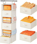 Pipishell Hanging Closet Organizer 6-Shelf, Hanging Shelves for Closet with 3 Removable Drawers & Side Pockets for Bedroom, G