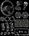 Belinous 27 PCs Bling Car Accessories for Women, Girl Car Accessories for Interior, Bling Steering Wheel Cover 14.5-15in, Bling License Plate Frame, Bling Phone Holder, Cup Coasters (Black Diamond)