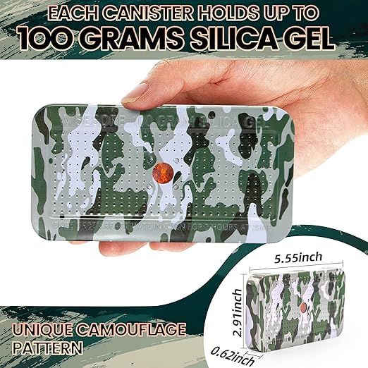 100 Gram Camouflage Gun Safe Dehumidifier Silica Gel Canister Rechargeable Dehumidifier Desiccant Reusable Indicating