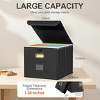 Hleelomi Collapsible File Box with Lid & Plastic Slide - Hanging Document Organizer for Office/Home, 14.96x12.6x10.83 Inch,De