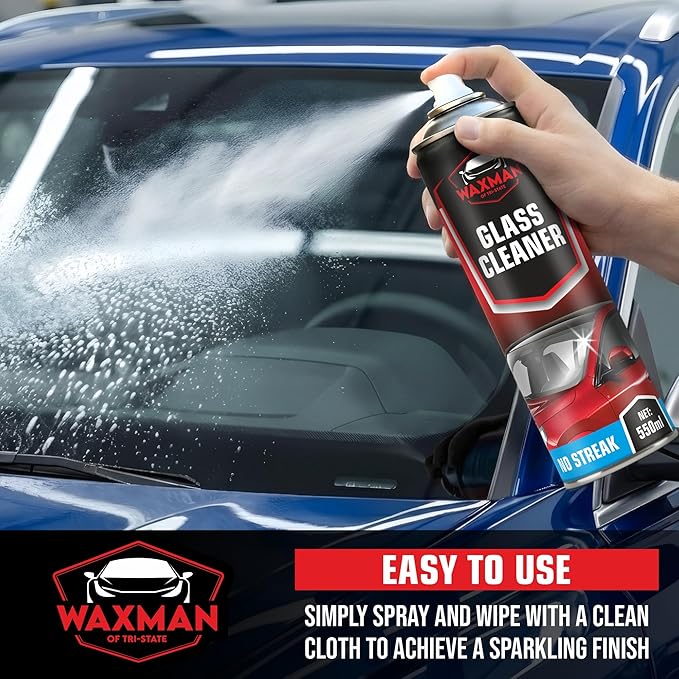Car Glass Cleaner Foam – Windshield Cleaner & Car Window Cleaner Spray 18.6 oz – Aerosol No-Streak Foam for Crystal Clear Shi