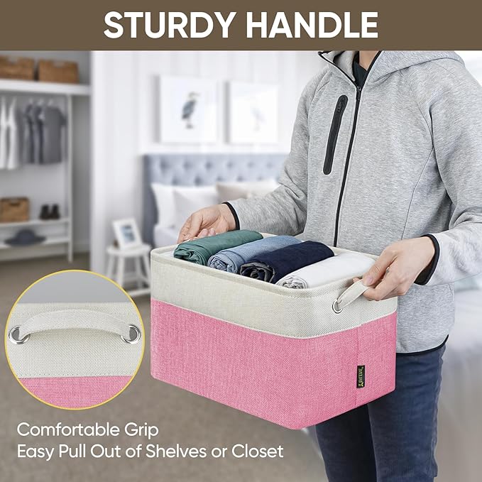 BALEINE 1 Pack Fabric Closet Storage Bins for Shelves, Linen Closet Organizers and Storage, Decorative Baskets for Organizing
