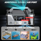 Sharmeal Jump Starter with Air Compressor，9000A Car Battery Jump Starter (All Gas/12.0L Diesel)，200PSI Car Battery Jumper Starter Portable 12V Jump Box with Jumper Cables, LED Light