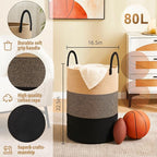 Artfeel Laundry Basket,Woven Cotton Rope Laundry Hamper,80L for Decorative Storage of Dirty Clothes,Toys and Blankets in Bath