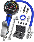 Tire Inflator with Pressure Gauge Heavy Duty Air Chuck with Gauge for Air Compressor Tire Inflator Attachment - 100PSI, with Case