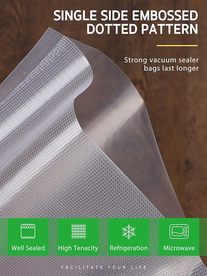 Syntus Vacuum Sealer Bags for Food, 6 Rolls 11" x 16' Commercial Grade Bag Rolls, BPA Free Food Vac Bags for Storage, Meal Pr