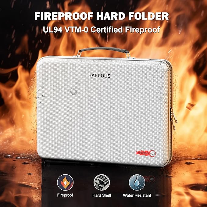 Fireproof Document Organizer, Expanding File Organizer with 13 Pockets, Portable Fireproof Document Box Hard-Shell Document O