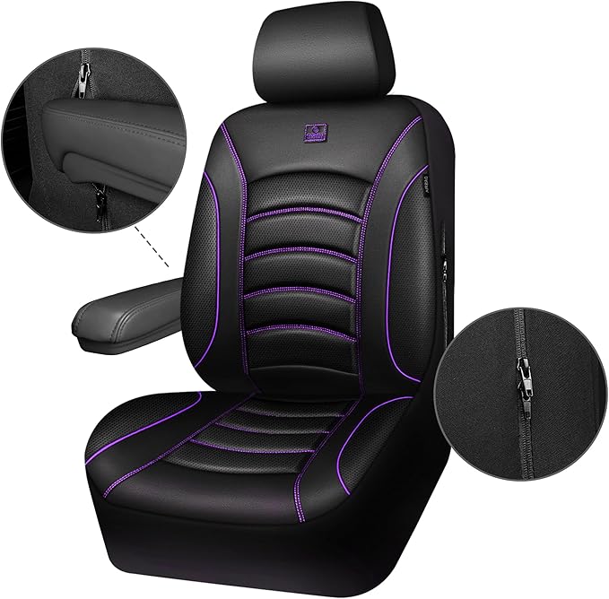 CAR PASS 3D Foam PU Leather Car Seat Covers, Universal Seat Covers Front 2 for Trucks SUV Sedan Automotive Seat Covers Armres