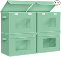 Univivi Collapsible Stackable Storage Bins with Lids [4-Pack] Foldable Fabric Closet Organizer Basket, Closet Organizers and 