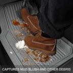 CAR PASS Heavy Duty Sporty Rubber Car Mats, Deep Dish All Weather Car Floor Mats Full Set, Waterproof Anti-Slip Automotive Matts Rugs Trim to Fit for Most Sedans SUVs Vans, 4-Piece All Gray
