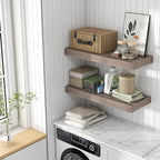 30 Inch Floating Shelves | 12 Inch Deep Grey Floating Shelves Set of 2 | 30" W x 12" D Rustic Wood Shelves for Wall | Deep Gr