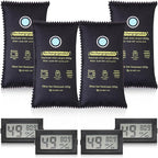 8 Pcs 500 Grams Rechargeable Silica Gel Desiccant Packets with Mini Digital LCD Hygrometer Thermometers Dehumidifier Bag for