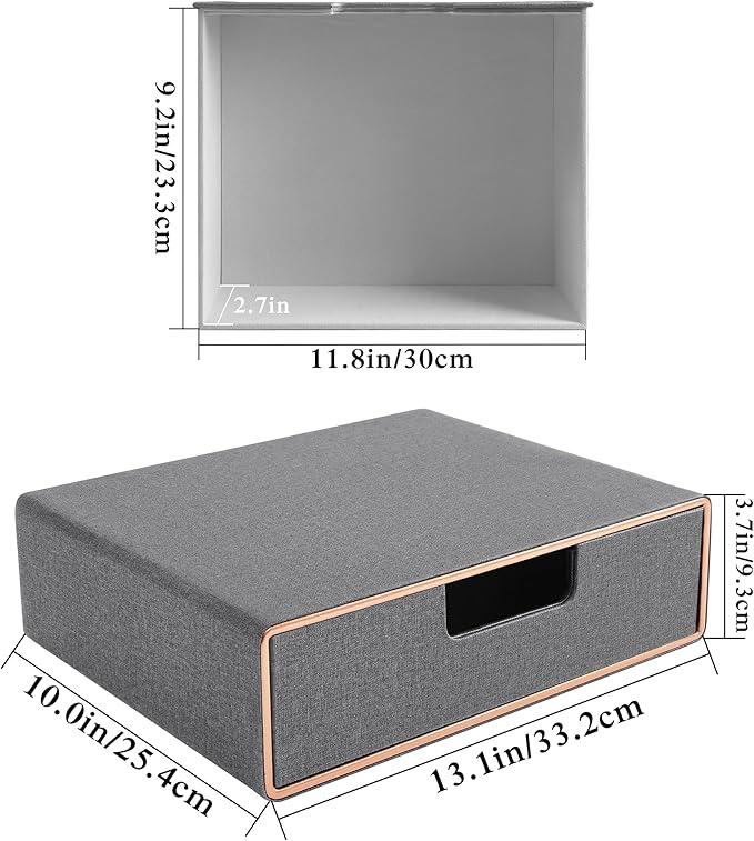 PU Leather Stackable Organizer Drawer,Grey