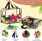 6 Packs Large Toy Storage Bags with Labels, Reusable Clear PVC Board Game Storage, Travel Waterproof Organizer Bags with Zipp