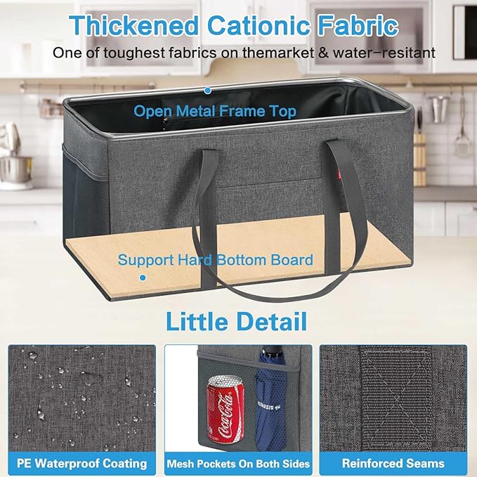 LHZK Standing Extra Large Utility Tote Bag with Metal Wire Frame and the Sides Rinforced, Extra Large Tote Bag with Handle,