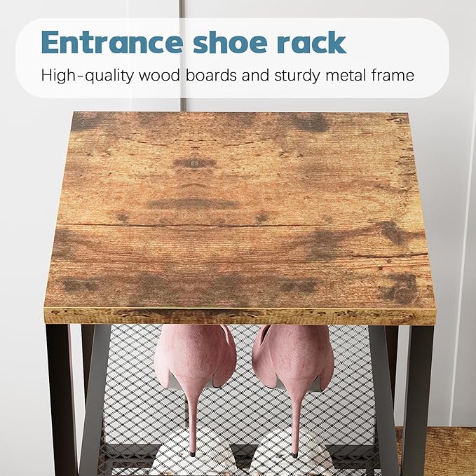 Shoe Rack Bench for Entryway,Free Standing Shoe Storage Organizer for Front Door Entrance,4-Tier Boot Rack Holder Shelf for C
