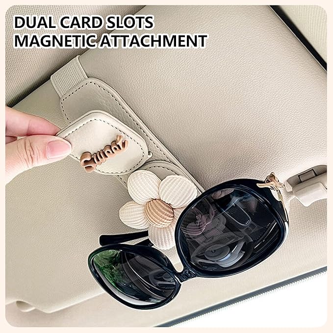 Car Sunglasses Holder Eyeglass Clip with Sun Visor Storage for Cards Magnetic Eyewear Clamp Car Decor