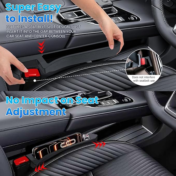 Half-Sized Seat Gap Filler Compatible with Chevy Silverado 1500 2500HD | Zero Interference Side Storage Space | Anti-Drop Organizer | Free Window Breaker | Full Console w/Bucket Seats ONLY