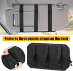 Car Sun Visor Organizer, Tactical Sunvisor Organizers Storage Covers for Trucks, Molle Panel with Pockets Zipper Visor Storage Pouch Accessories, Fits Most Vehicles, SUVs & Jeeps (BK)