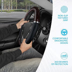 BDK Dark Wood Grain Car Steering Wheel Cover, Standard 15 inch with Black Faux Leather Grip, Made to Fit Most Auto Truck Van 
