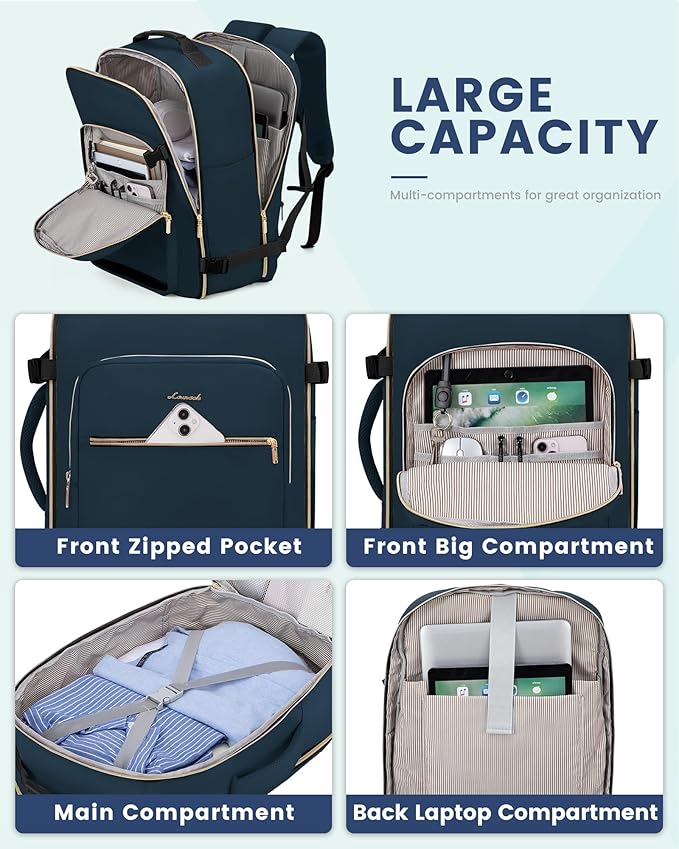 LOVEVOOK Travel Backpack for Women & Men 40L,Airline Approved Carry On Backpack Travel Essentials,TSA Carry on Luggage,Waterp