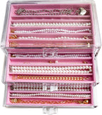 YUFONG Necklace Holder Organizer, Dustproof Necklace Box Velvet Necklace Organizer Box with Lid Clear Acrylic Dustproof Stack