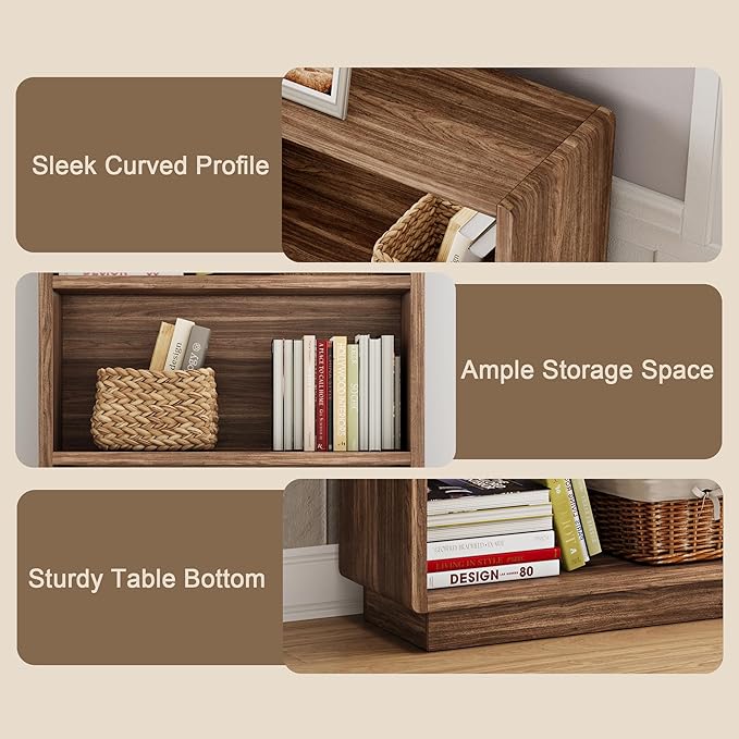 ChooChoo 3-Tier Bookcase, Wooden Bookshelf, Farmhouse Bookshelf with Open Storage, Tall Bookcase for Bedroom and Home Office,