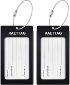 Luggage Tags Metal Suitcase Tags Travel Bag ID Identifier Luggage Tag (Black 2-Pack)