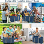WONDAY Utility Tote Bag, Extra Large Tote Bag, Kitchen Reusable Grocery Bags, Utility Tote Shopping Bags for Groceries, Storage, Picnic, Beach, Laundry, Pool (DarkBlue)