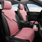 Sanwom Front Car Seat Covers - Leather Seat Covers with Storage Pocket and Two Belt Pads, Anti-Slip Waterproof Universal Seat