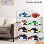 1 Pack Clear Shoe Boxes Size 11 Shoe Storage Organizer for Closet Stackable Shoes Rack Handbag Organizer Plastic Sneaker