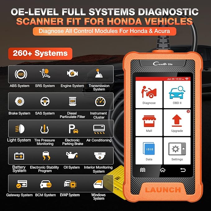 2026 LAUNCH Creader Elite OBD2 Scanner for Honda Acura, Full System Bi-Directional Diagnostic Scan Tool, Full Reset Code