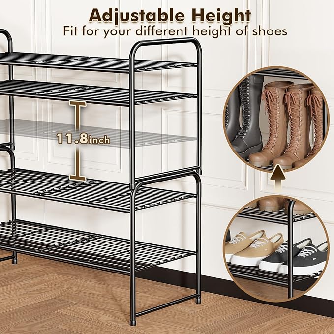 SUFAUY 2 Pack 2-Tier 33" Wide Shoe Rack, Shoe Shelf Storage Organizer for Entryway, Extra Large Capacity, Bedroom Footwear Or