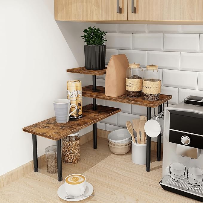 Homode Kitchen Countertop Organizer - 3 Tier Corner Shelf, Bathroom Counter Organizer, Spice Rack, Coffee Bar, Over Sink, Rus