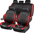 CAR PASS 5 Seats Leather Car Seat Covers, Sideless Car Seat Protectors with Storage Pocket, Water Resistance Seat Cover, Univ