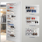 Whitmor 36 Pair Over The Door Shoe Organizer, 12 Tier Hanging Shoe Organizer, Heavy Duty Metal & Mesh Shoe Holder, Hanging Sh