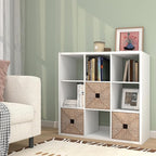 CTESNE【2026 Wooden Thick Frame 9 Cube Storage Organizer Shelf with Anti-Tipping Kits + Reversible Open Back Bookcase, Horizon